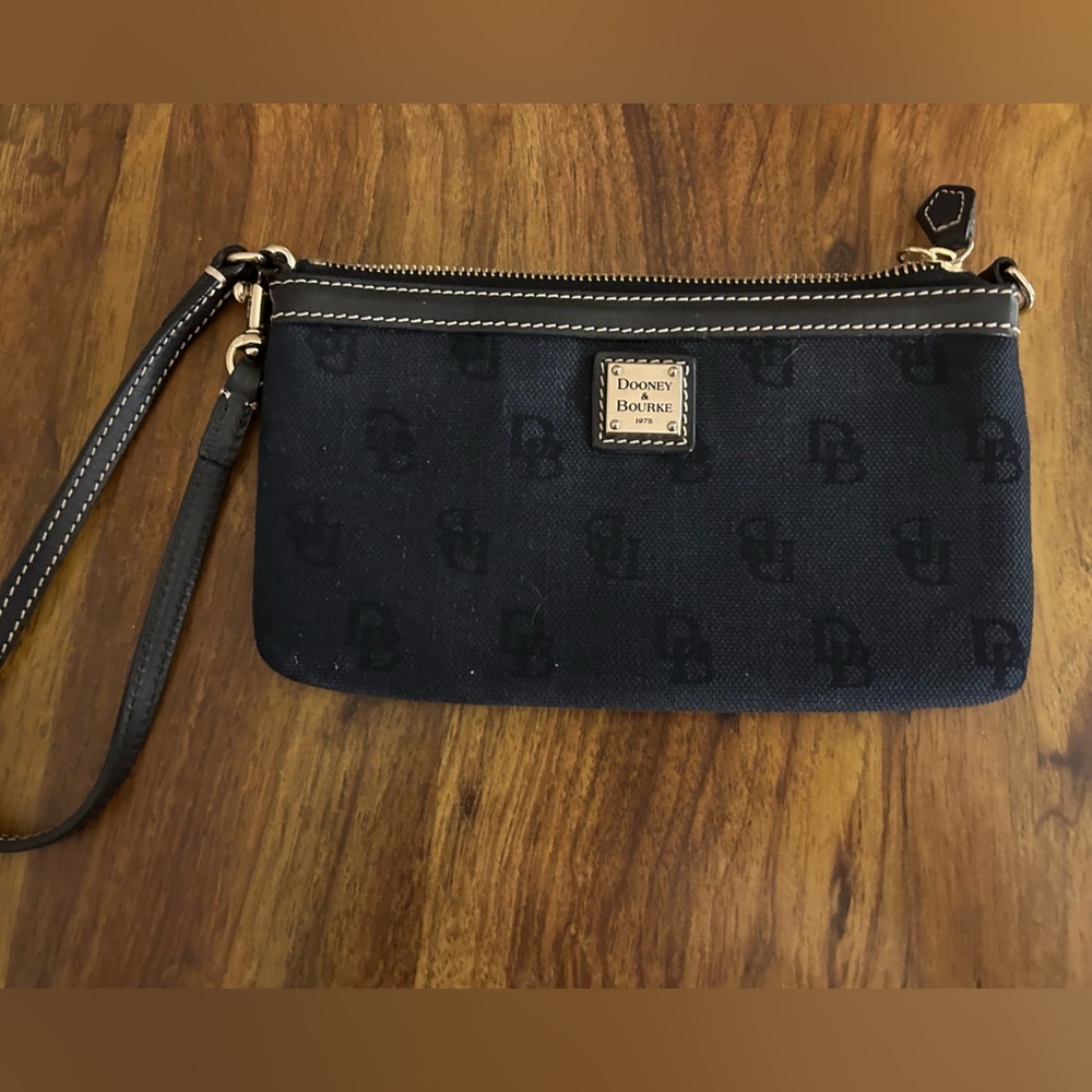 Dooney and Bourke Black Monogram wristlet